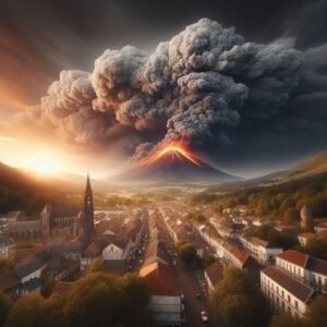 volcan, éruption, ciel, météo, météorologie, Auvergne, ciel de feu